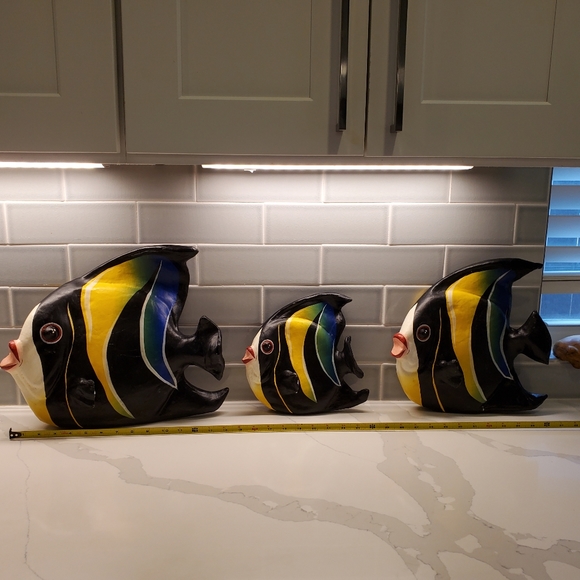 Tropical fish, paper mache, set of 3 - Picture 8 of 17